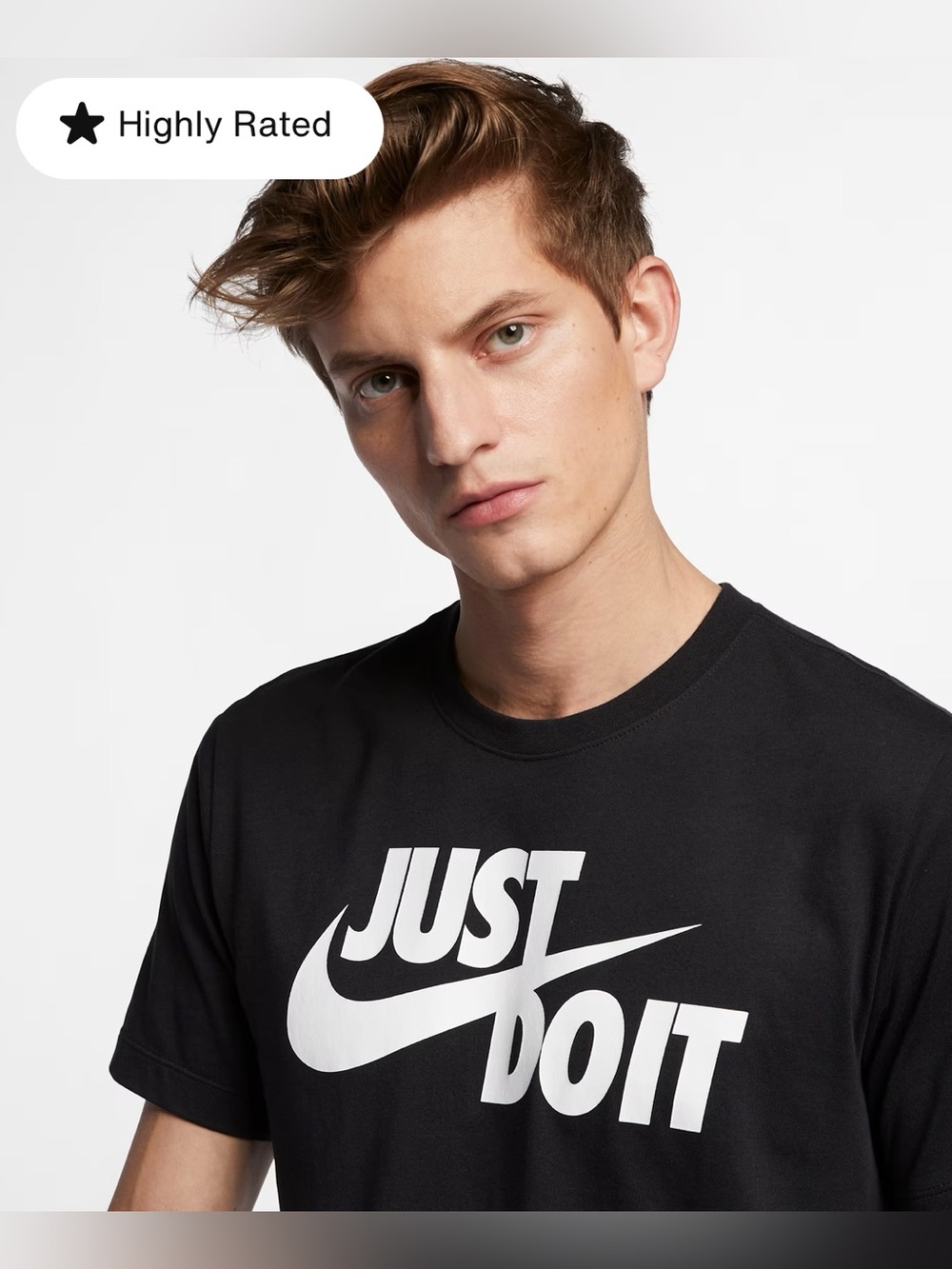 Nike Mens T Shirt Medium Black Short Sleeve Just Do It Swoosh Logo Graphic $30